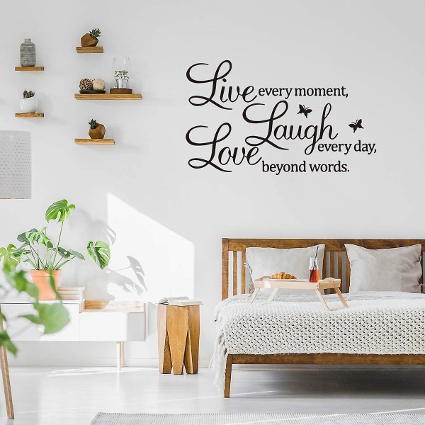 Lev varje ögonblick, skratta varje dag, älskar bortom ord, väggdekal Motiverande väggdekaler, citat för familj inspirerande väggklistermärken, 9*9,8 tum.