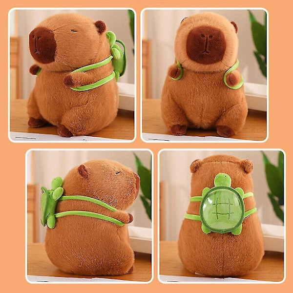 Sødt dyr marsvin plys legetøj capybara bærer skildpadde realistisk blød udstoppet dukke, 23cm