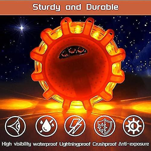 1/2/3/4 Pack Led Säkerhets Facklor Väg Nödljus Vägkanten Säkerhet Blinkande Varnings Fackla Ljus Kit Beacon Disc,4Pcs