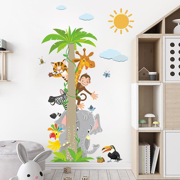 Animal Coconut Tree Väggdekaler Baby Nursery Gör-det-själv-inredning för barnrum Tecknad, 1 set