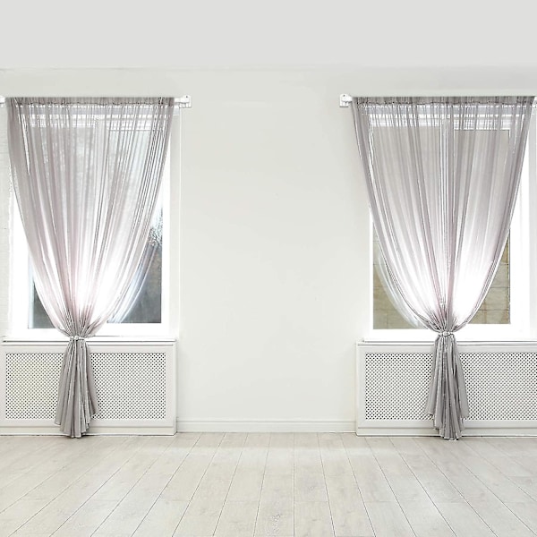 Justerbar gardinstång i plast, fönstersträckningsstång, självhäftande krokar, 40-60 cm (vit, 2 st)