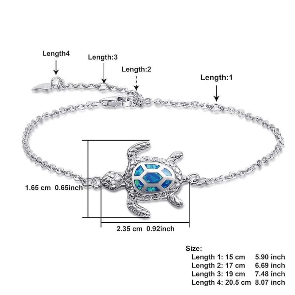 Blå Opal Turtle Armband Sterling Silver Armband Dam Smycken Ny version 4 nivåer justerbart armband, 5,9" till 8,07" Justerbart,