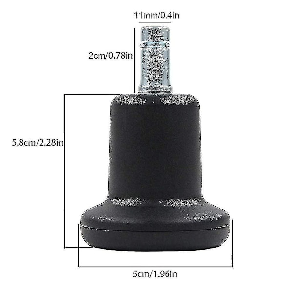 5 st 2 tum Ersättningskontorsstol eller pall Swivel Caster Wheels, Enkel konvertering från hjul till fasta fötter