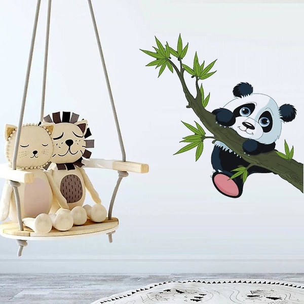 1 stk selvklebende veggklistremerke - Happy Panda på en gren klistremerke - Veggdekor for barnerom