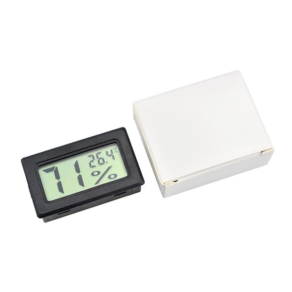 1 stk. Mini Digital LCD Termometer Hygrometer, Digital Termometer Hygrometer Indikator til Køkken Kontor Hjem Fugtere Inkubatorer Krybdyr (Sort)