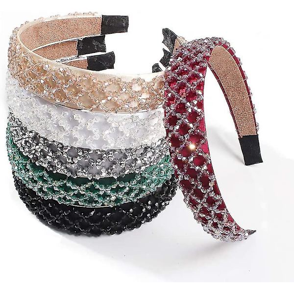 Rhinestone Pandebånd Tyk Polstret Hårbånd Med Perler Glimmer Retro Bred Hårbøjle Til Kvinder Gave