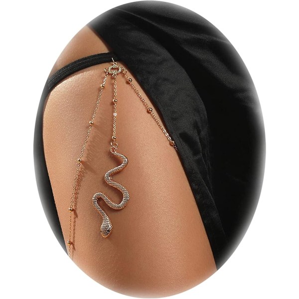 Kvinners Slange Leg Chain Jenter Lårkjede Gull Slange Anheng Boho Body Chain for Strand Sommerferier