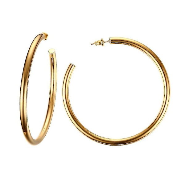 (gold,63mm) Women Stainless Steel Minimalist Fashion Hoop Earrings Loop Ear Rings