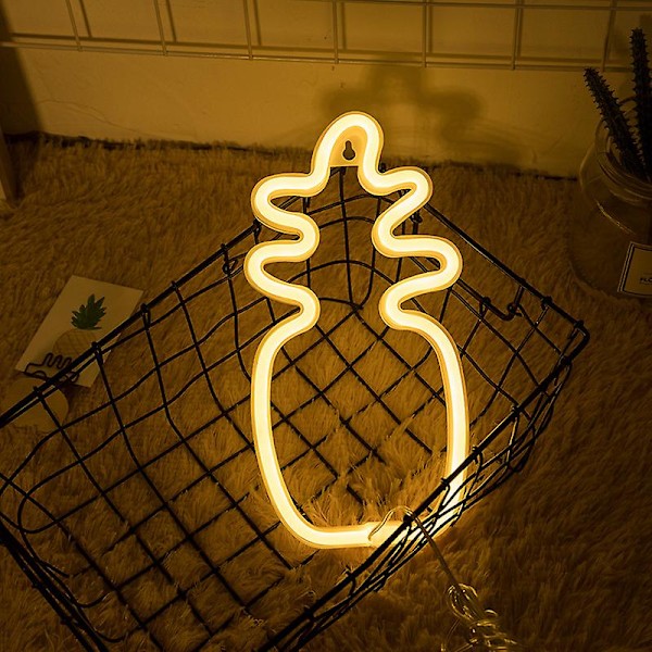 1 st ananasformad neon LED-lampa, väggneonskylt nattlampa USB eller batteridriven, julklapp, studior, fester, barer, jul, barnrum, vardagsrum