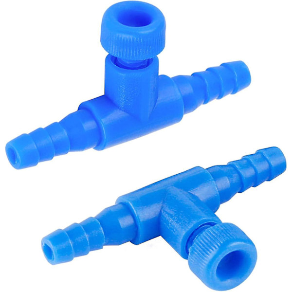 10-pack Akvarium Kontrollventiler - Envägs Blå Plast Luftflödesregulator för 3/16\" ID-slang
