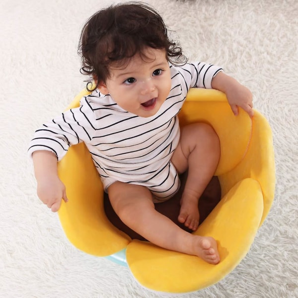 Baby Bath Support Solstol, Kakiblin Flower Baby Bath Comfort Baby Badmatta, 0-6 månader (gul)