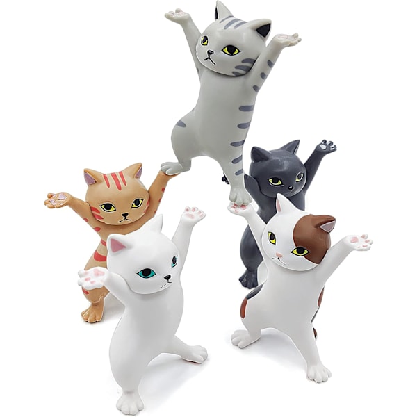 Dansende katter pennholdere, gaver til katteelskere, kreative kistedansere for skrivebord eller hjemmedekorasjon, ornamenter, 5 stykker