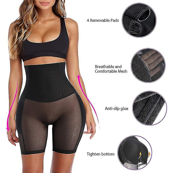 Dame Shapewear Kontroltrusser Kropsformer Butt Lifter Polstret Hip Enhancer Sømløs Underbukser Høj Talje (XXXL, hud)