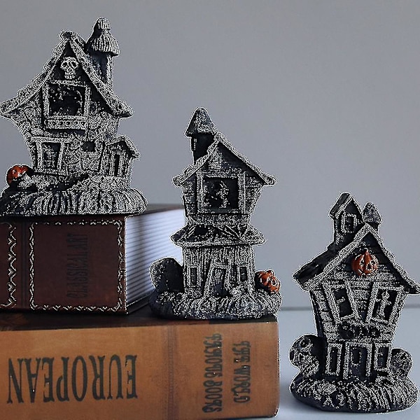 Hohtava Halloween-kallo Haukuttu talo sisustus, kauhu aavemainen valo kurpitsa Haukuttu talo pieni talo