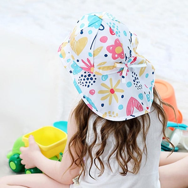 Barn Solbeskyttelseshatt med stor rand Sammenleggbar strandsolhatter til jenter