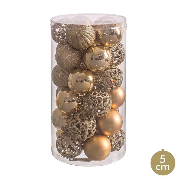 Julgranskulor Gyllene Plast 5 x 5 x 5 cm (30 stycken)
