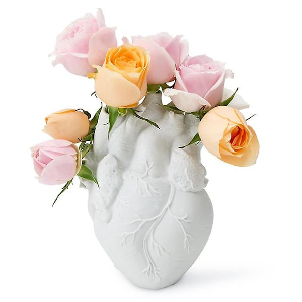 Hjerteformet blomsterpotte i harpiks - Hjerteformet vase - Beholder for tørkede blomster - Vas - Hjerteformet skulptur - Blomsterpotte - Hjemmedekorasjon