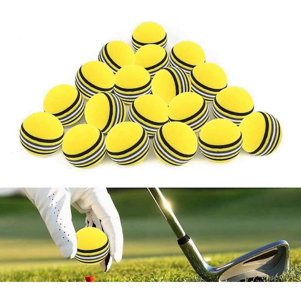 20 stk Skum golf træningsbolde - svamp golf træningsbold regnbue svampe bold blød til indendørs eller udendørs træning, gul