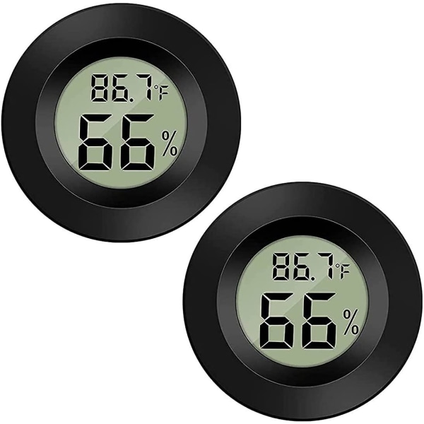 Meggsi 2-pack mini digitalt hygrometermåler innendørs termometer, LCD-monitor Temperatur utendørs luftfuktighetsmåler for humidorer Drivhus sigarkrukker Incu
