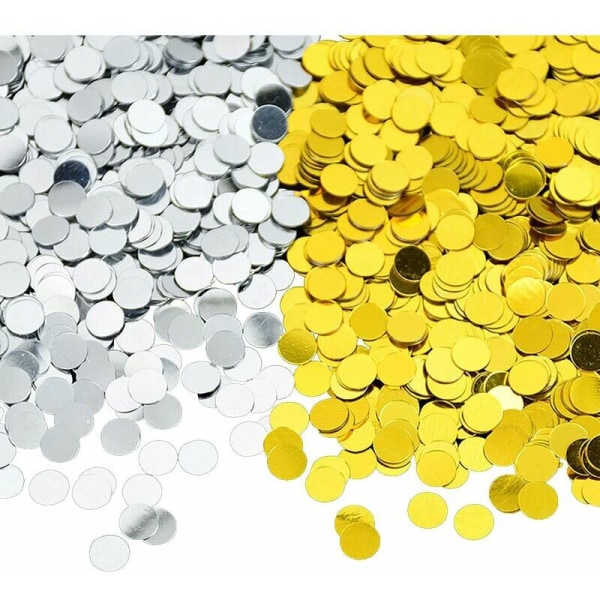Rund mjukpapperskonfetti - Flerfärgad konfetti för festdekorationer (guld och silver, 30 g)