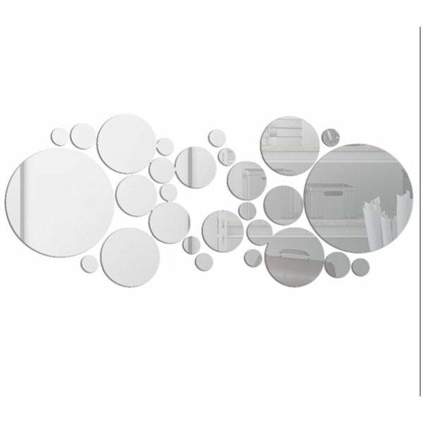 Runda väggspeglar, 3D-avtagbar spegel Självhäftande klistermärken med klister för sovrum Vardagsrum Heminredning 30 st，HANBING