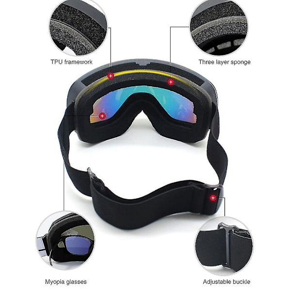 Hd View Skidåkning Snöbräda Goggles Bekväma Vindtäta Snögoggles För Skidåkning Snöskoter（Revo Röd Film）