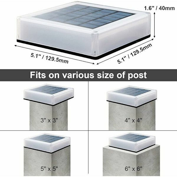 Solcellsstolpar 12x12cm, 1 st Vattentät Trästaket Stolpe Ljus Trädgårdsstig Ljus för Däck, Uteplats, Trappor
