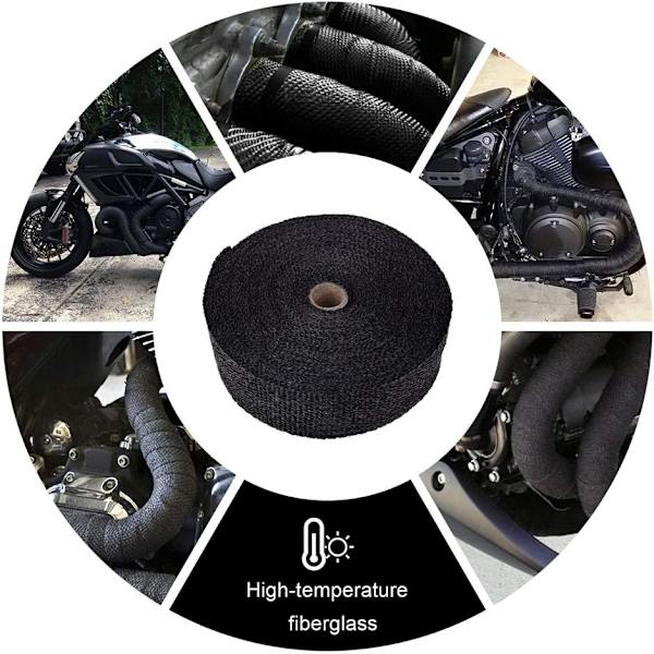 Varmeisoleringsbånd 1,5 mm x 50 mm x 5 m med 4 rustfri stålbånd til motorcykeludstødning