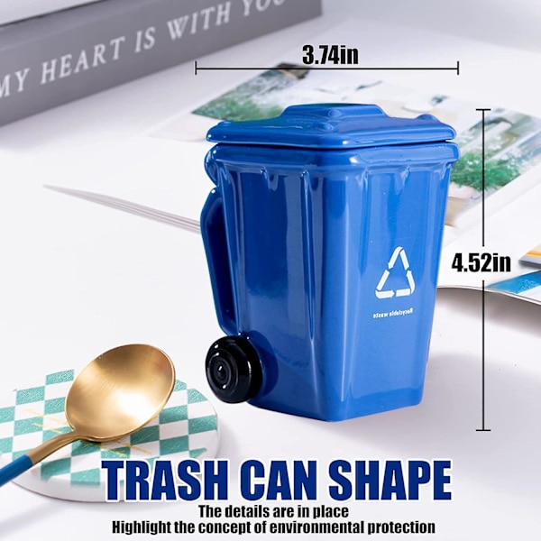 400ML, Wheelie Bin Keramisk Krus, Sjovt Affaldsbeholder Krus, Genbrugsbeholder Krus, Kreative Feriegaver til Mænd og Kvinder