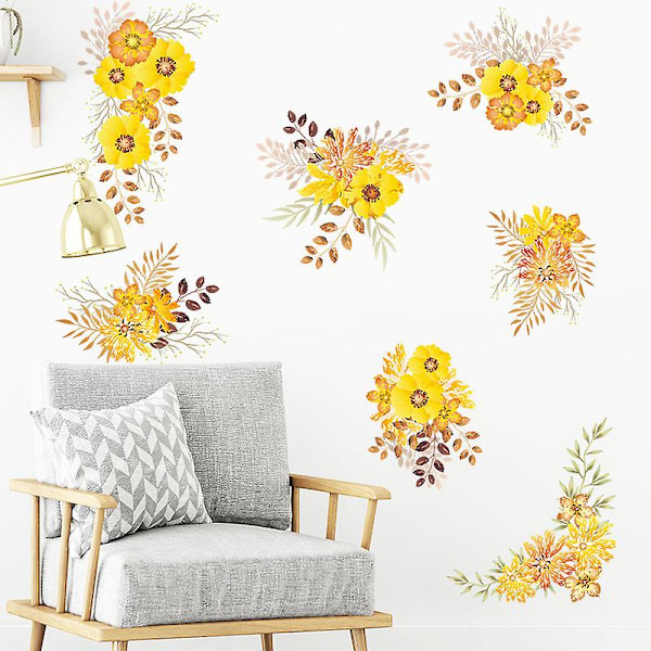 En uppsättning små gula blommor väggdekaler kreativa väggdekaler för vardagsrum barnrum kök kakel vuxen tonåring