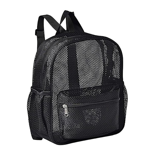 Mini mesh ryggsäck, transparent, för cykling, simning, resor, utomhus (svart)