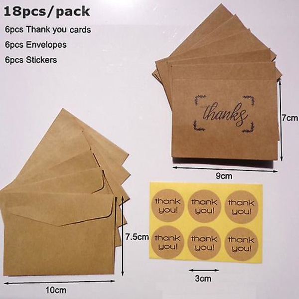 18-pack/6 set kuvert, kraftpapperskuvert Kortkuvert