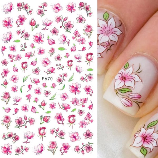 Flower Nail Art Stickers 3D-prægede neglemærkater Spring Daisy Nail Art Supplies Selvklæbende negletilbehør