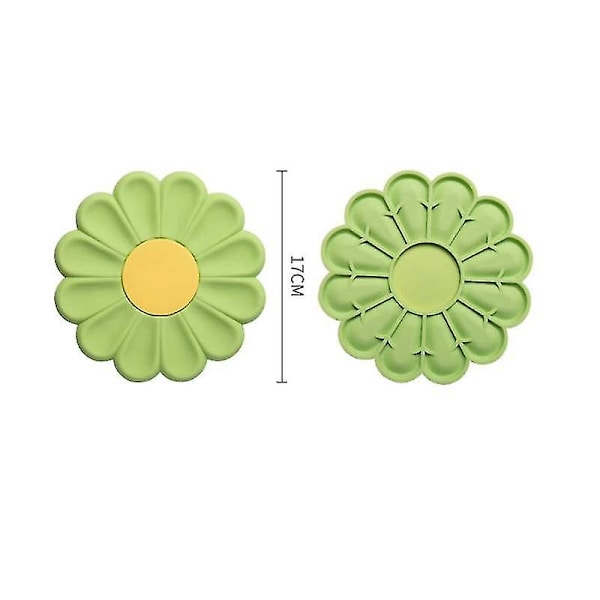 1 stk. Blomster Varmebestandig Silikone Måtte Drikkekop Coaster 17cm Skridsikker Grydeholder Bordplade Køkken, Gul