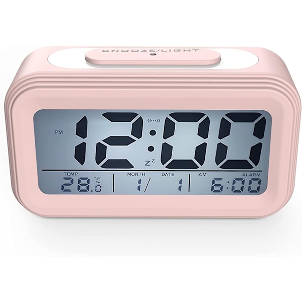 Digital väckarklocka, morgonväckarklocka, tyst batteridriven digital väckarklocka för barn, vuxna, stor LED-display, temperaturkalender, reseväckarklocka