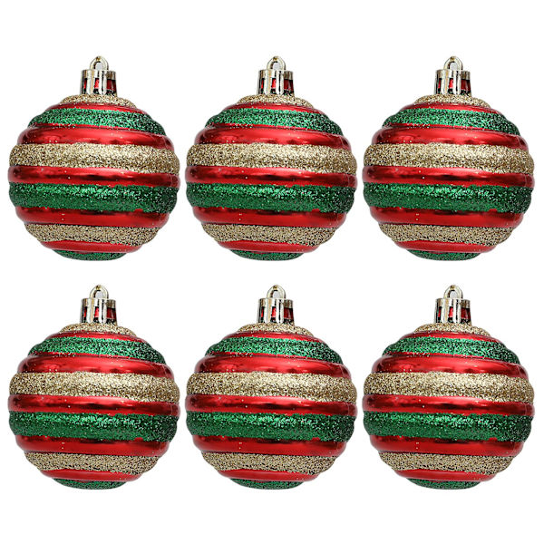 6 st julgranskulor med glitter, hängande, färgmatchning, dekoration, scenlayout, glänsande pulver, julgranshängen (F)