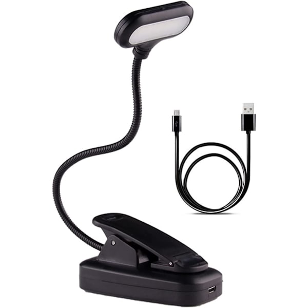 Lukuvalo, 360° joustava kaula USB-ladattava LED-lukuvalaisin 5 LEDiä, 3 valaistustilaa lukemiseen sängyssä
