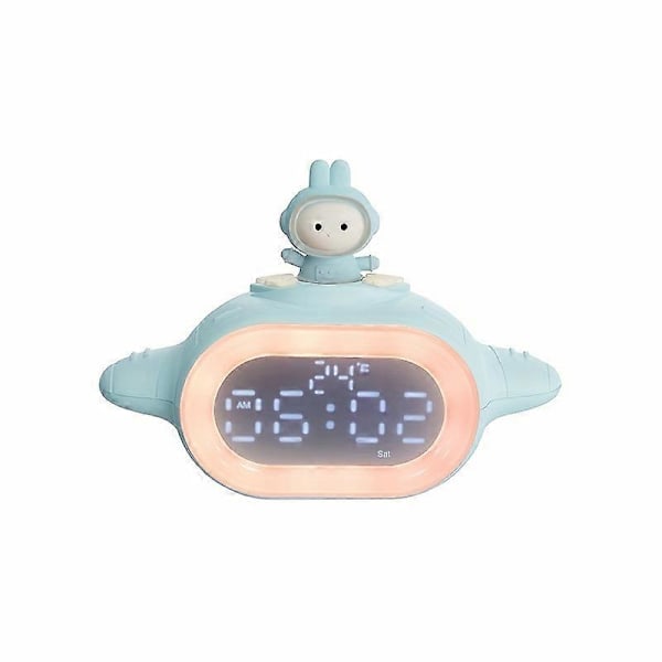 Bill Rabbit Rymdskepp Väckarklocka Elektronisk Student Smart Skrivbords Klocka (Blå)