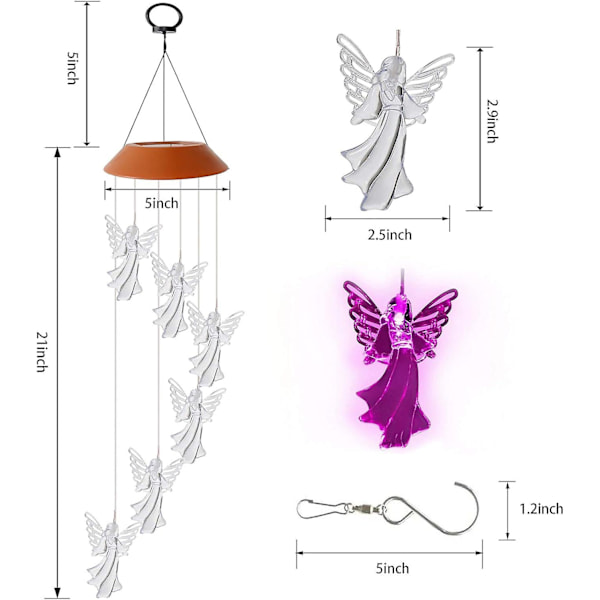 Angel Solvindspel med Färgbyte, Solcellsdrivna Ljus för Juldekorationer i Familjesammankomster, Innergårdar och Trädgårdar.