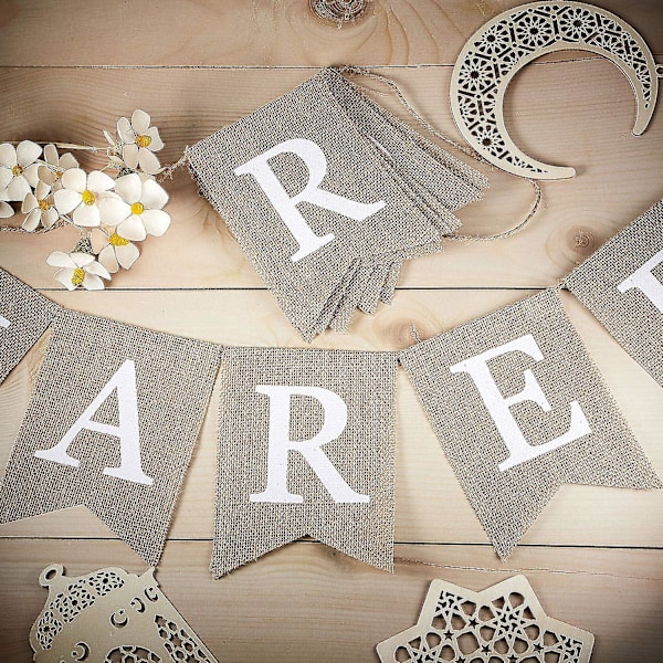 Ramadan Kareem Bunting Banner Eid Feiring Hengende Banner Burlap Bunting Dekorasjon