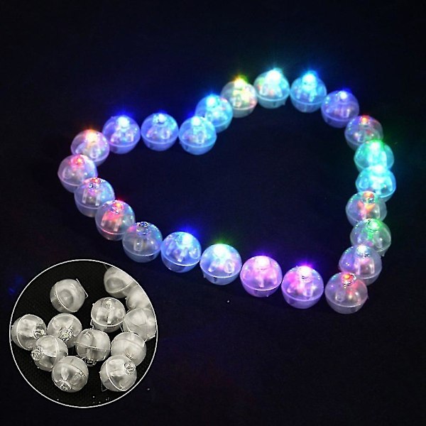 50 kpl Ilmapallovaloja, Yksittäiset Langattomat Pyöreät Mini Led-pallolamput Paperilyhtyihin/ilmapalloihin/häihin/syntymäpäiville (Värikkäät)