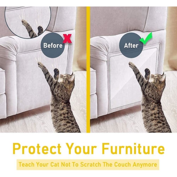 Cat Scratch Avskräckande tejp, 8 st möbelskydd, genomskinlig dubbelsida anti-scratch Cats Training Tejp Lakan - soffa, dörr, väggar, mattskydd