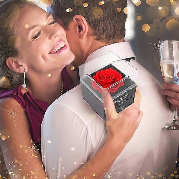 2023 Presenter till henne Evighetsros Smyckeskrin 100 Språk Kärlek Halsband Konserverade Blommor Mors Dag Presenter Presenter till Kvinnor (Grön Spegellåda)
