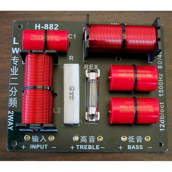 400W Högfrekvens- och Lågfrekvensdelningsfilter 8 Ohm 2-Vägs Diskantdelningsfilter 1.5 Khz med Överströmsskydd