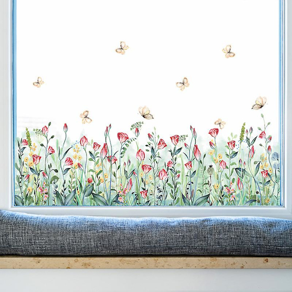 En uppsättning blommiga fjärilsväggdekaler, dekorativa väggdekaler för vardagsrum, sovrum, kontor