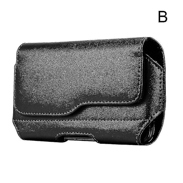 Horizontal Leather Belt Case Holster Pouch Sleeve Phone Holder For Men Travel Outdoor（B）