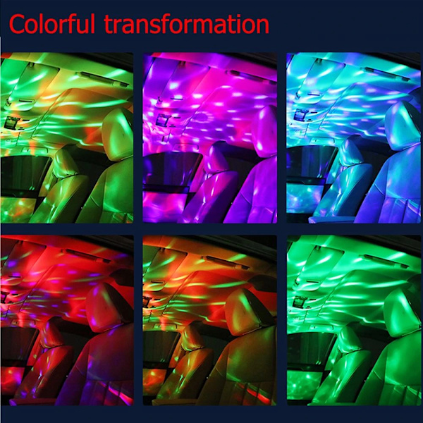 2 stk. Bil USB Atmosfærelys DJ RGB Mini Farverig Musik Audio Led Apple USB Interface Ferie