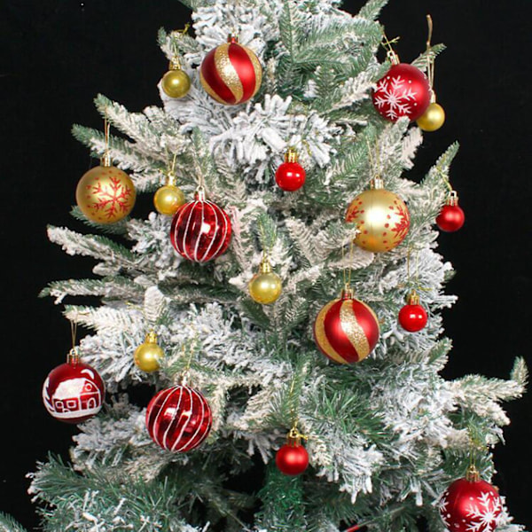 Julgranskulor Snöflinga Randig Julgran Dekorativ Julgransprydnad Kul Hängande (Guld)