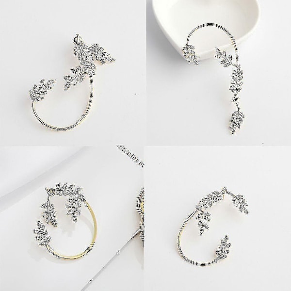 Blad Wrap Øreringe Hypoallergeniske Delikate Crawler Cuff Stud Guld Kvinder Gave