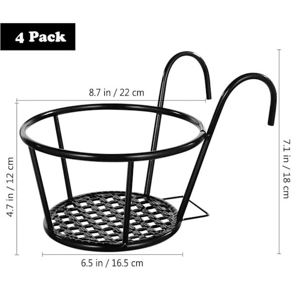 4 kpl 22 cm Metalliset Riippukorit Pyöreät Riippuvat Kukkaruukkujalustat Riippuva Kaidekasvien Riippukorit Metalliset Kasviruukkujalustat